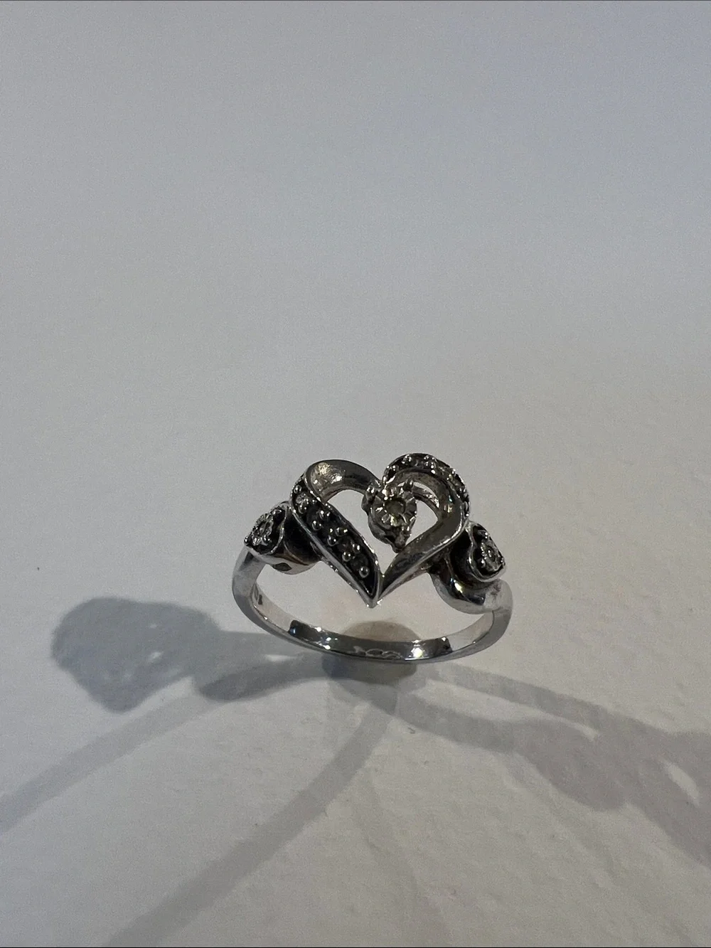 Sterling Silver Heart Ring with 1/20 ct diamond weight